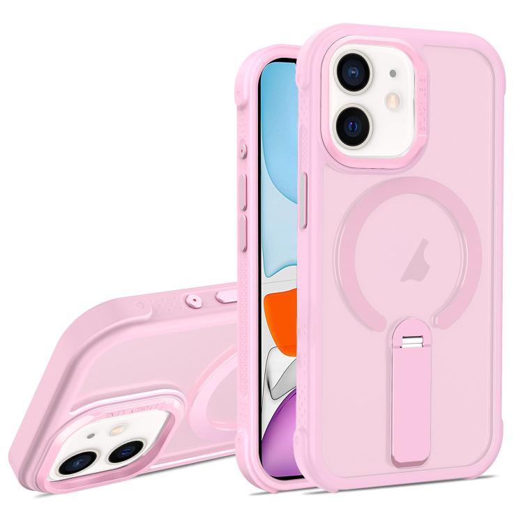 For iPhone 11 Skin Feel PC TPU Hybrid Fold Holder Magnetic Phone Case