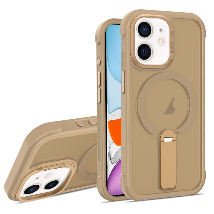 For iPhone 11 Skin Feel PC TPU Hybrid Fold Holder Magnetic Phone Case
