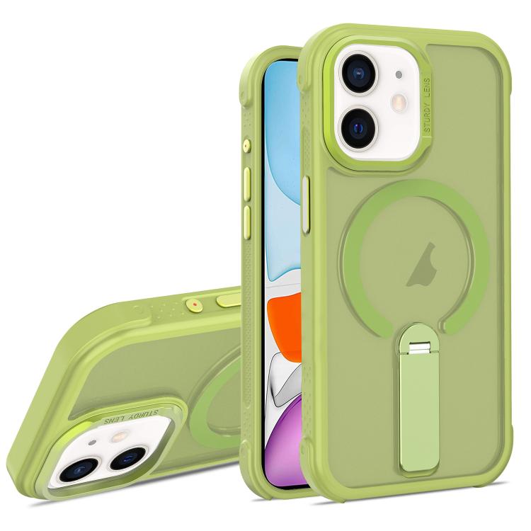 For iPhone 11 Skin Feel PC TPU Hybrid Fold Holder Magnetic Phone Case