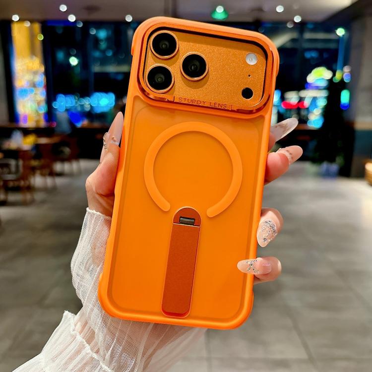 For iPhone 17 Skin Feel PC TPU Hybrid Fold Holder Magnetic Phone Case