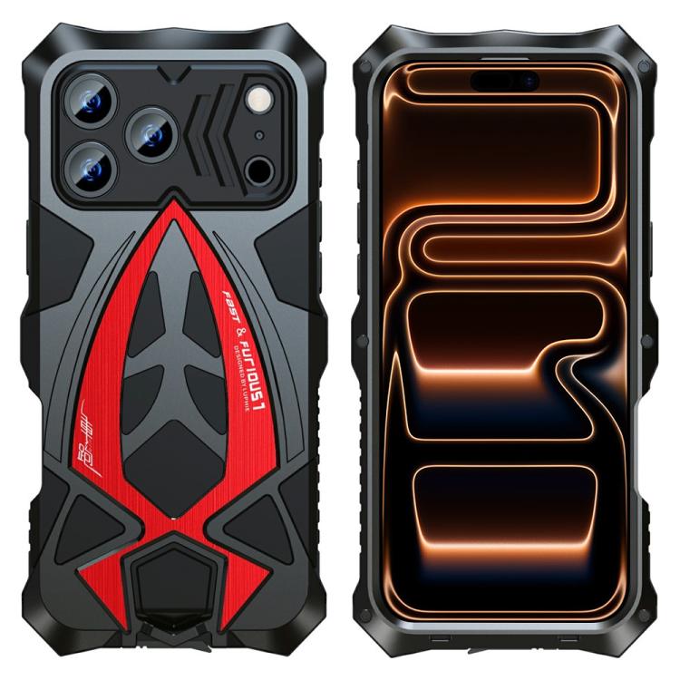 For iPhone 17 Pro Max Sports Car Metal Silicone Shockproof Phone Case with Film