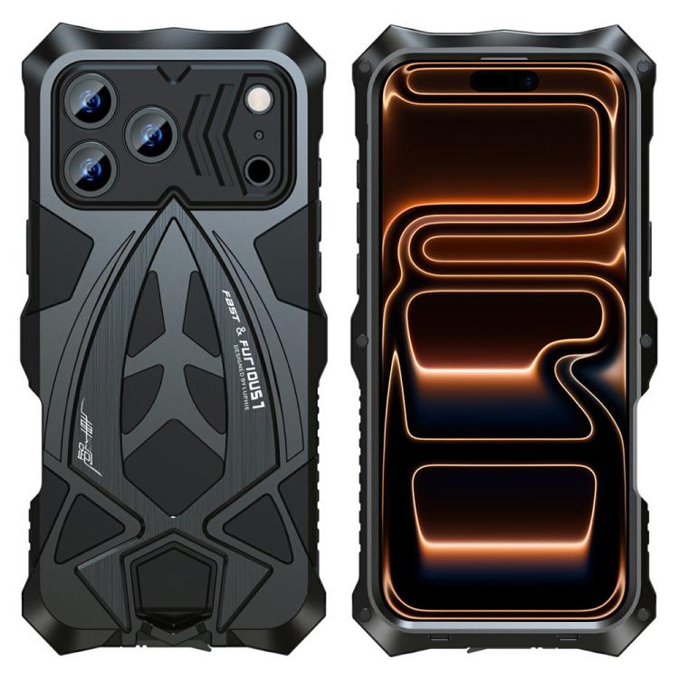 For iPhone 17 Pro Max Sports Car Metal Silicone Shockproof Phone Case with Film