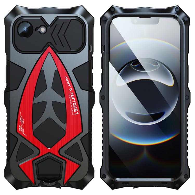 For iPhone 17e / 16e Sports Car Metal Silicone Shockproof Phone Case with Film