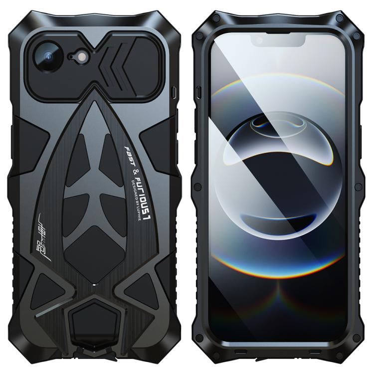 For iPhone 17e / 16e Sports Car Metal Silicone Shockproof Phone Case with Film