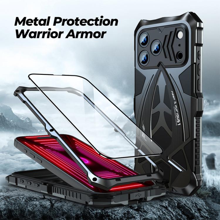 For iPhone 15 Pro Sports Car Metal Silicone Shockproof Phone Case with Film