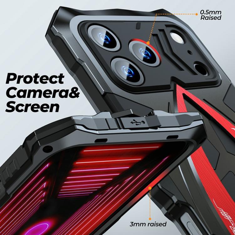 For iPhone 16 Pro Max Sports Car Metal Silicone Shockproof Phone Case with Film