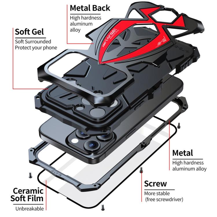 For iPhone 15 Sports Car Metal Silicone Shockproof Phone Case with Film