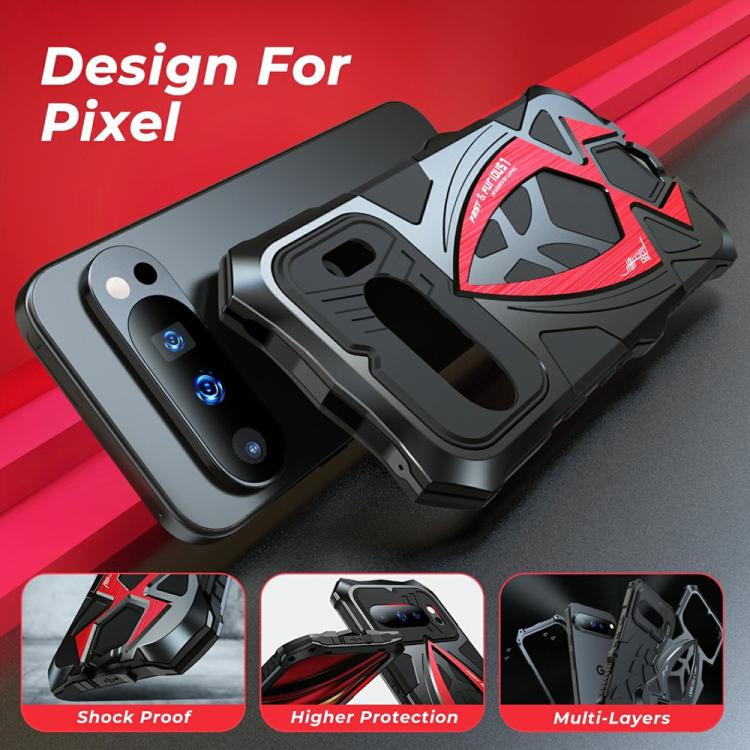 For Google Pixel 9 Sports Car Metal Silicone Shockproof Phone Case with Film