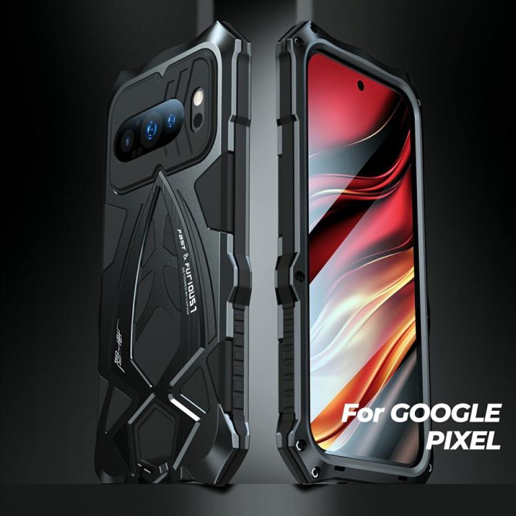 For Google Pixel 9 Sports Car Metal Silicone Shockproof Phone Case with Film