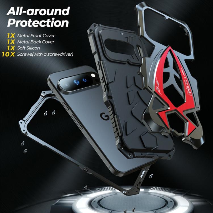 For Google Pixel 9 Pro Sports Car Metal Silicone Shockproof Phone Case with Film