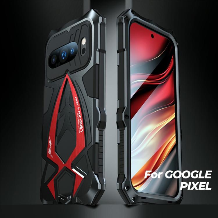 For Google Pixel 9 Pro Sports Car Metal Silicone Shockproof Phone Case with Film