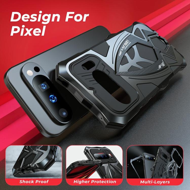 For Google Pixel 9 Pro Sports Car Metal Silicone Shockproof Phone Case with Film