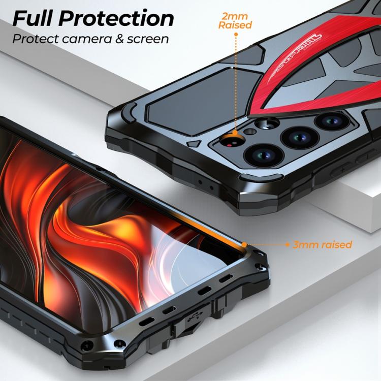 For Samsung Galaxy S25 Ultra 5G Sports Car Metal Silicone Shockproof Phone Case with Film