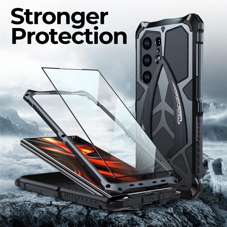 For Samsung Galaxy S25 Ultra 5G Sports Car Metal Silicone Shockproof Phone Case with Film
