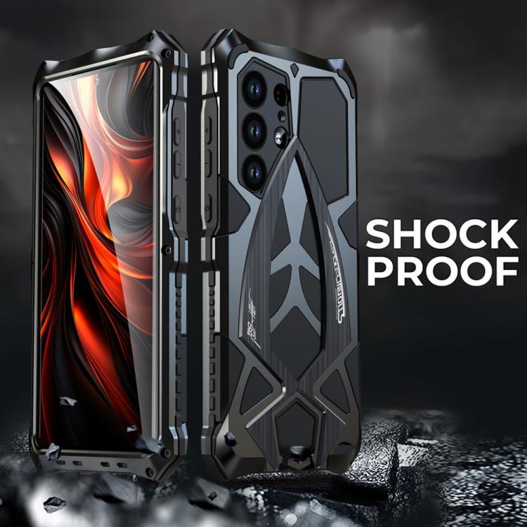 For Samsung Galaxy S25 Ultra 5G Sports Car Metal Silicone Shockproof Phone Case with Film