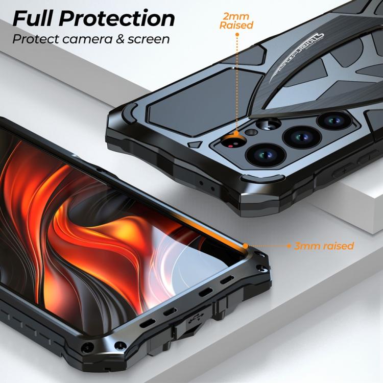 For Samsung Galaxy S25 Ultra 5G Sports Car Metal Silicone Shockproof Phone Case with Film