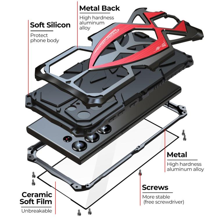 For Samsung Galaxy S26 Ultra 5G Sports Car Metal Silicone Shockproof Phone Case with Film