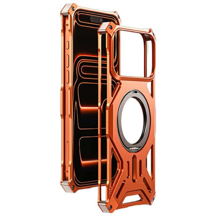 For iPhone 17 Pro Frameless Aluminum Alloy Magnetic Rotation Holder Phone Case