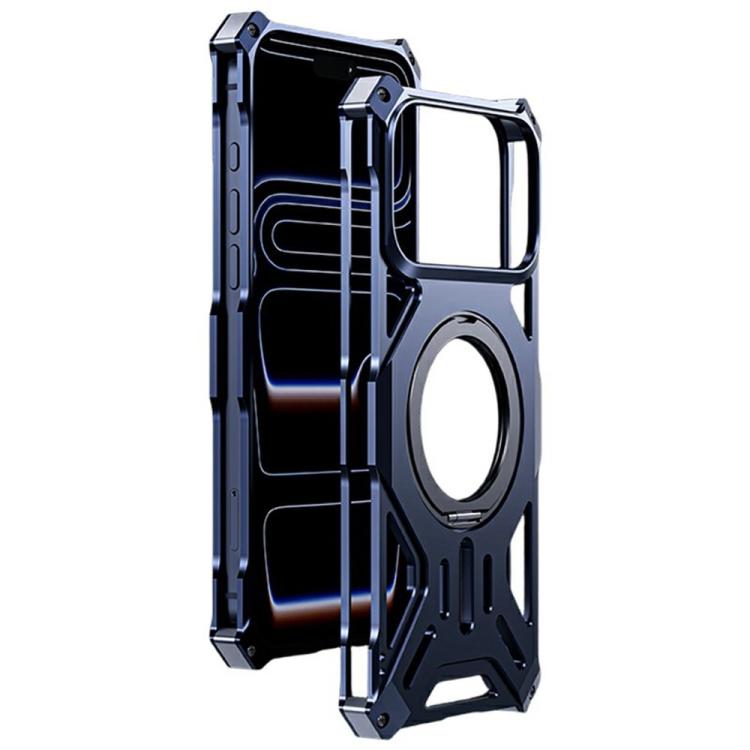 For iPhone 17 Frameless Aluminum Alloy Magnetic Rotation Holder Phone Case