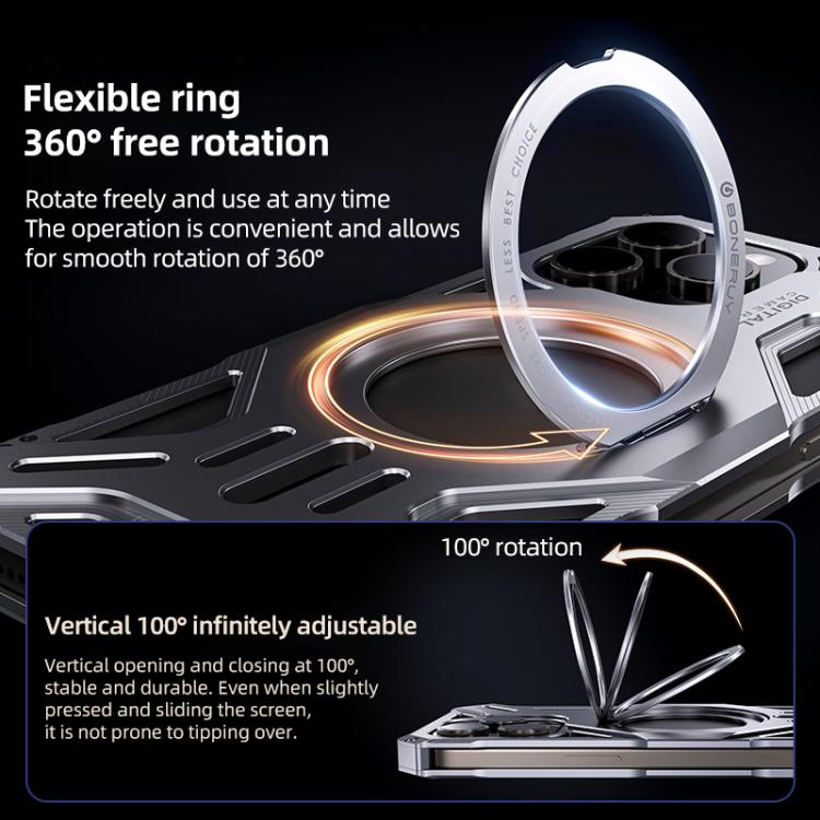 For iPhone 17 Pro Max Frameless Aluminum Alloy Magnetic Rotation Holder Phone Case