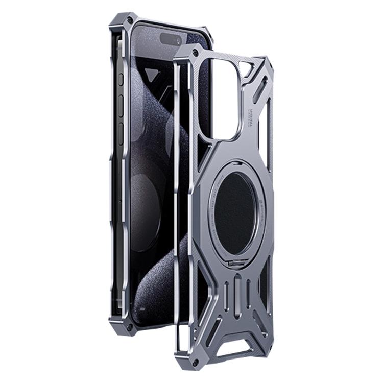 For iPhone 16 Frameless Aluminum Alloy Magnetic Rotation Holder Phone Case