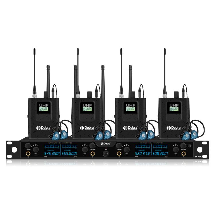 DEBRA ER-404 Professional Stage Monitoring System 4-in-1 Wireless In-Ear Headphones