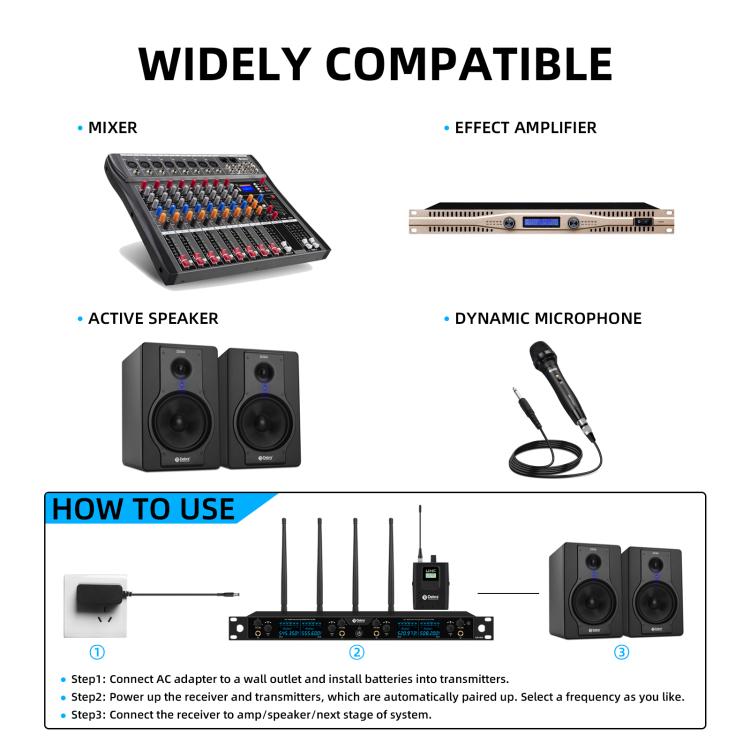 DEBRA ER-404 Professional Stage Monitoring System 4-in-1 Wireless In-Ear Headphones