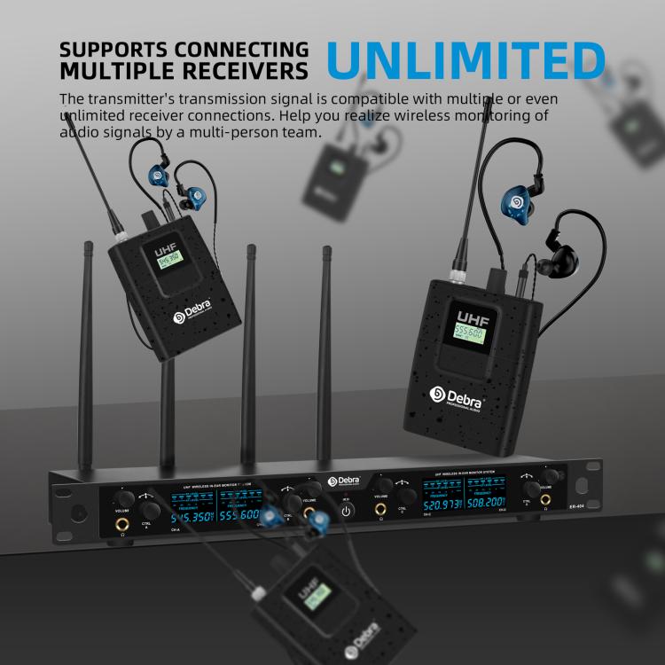 DEBRA ER-404 Professional Stage Monitoring System 4-in-1 Wireless In-Ear Headphones