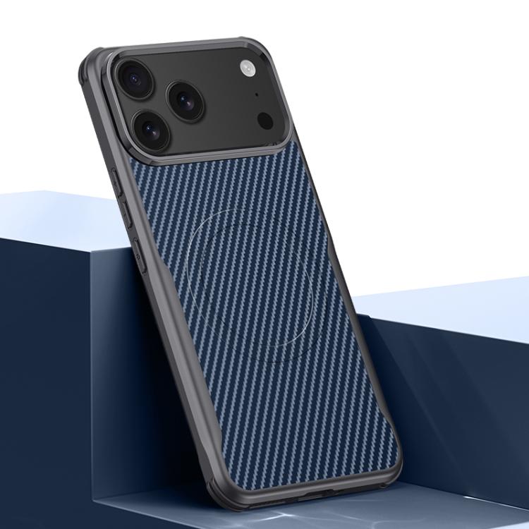 For iPhone 17 Pro Blade-Style Carbon Fiber Texture Magnetic Skin-Feel Phone Case