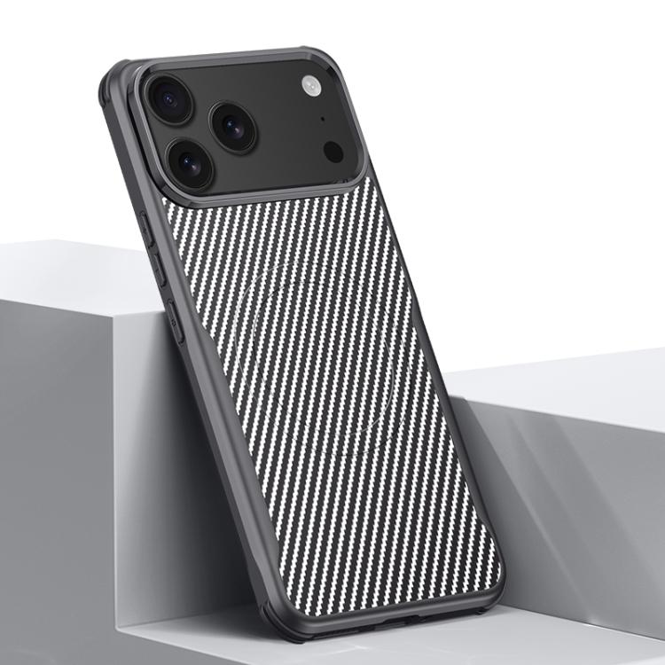For iPhone 17 Pro Blade-Style Carbon Fiber Texture Magnetic Skin-Feel Phone Case