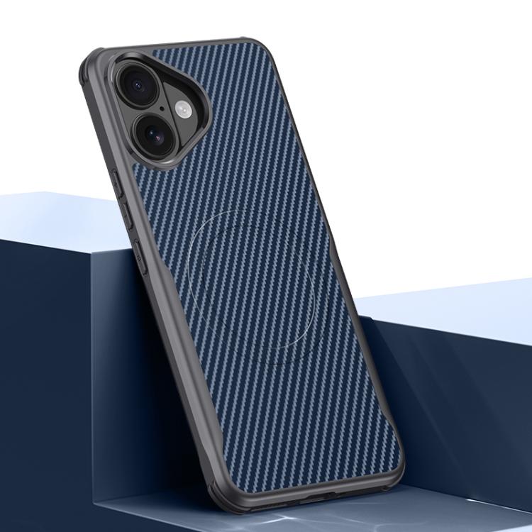 For iPhone 17 Blade-Style Carbon Fiber Texture Magnetic Skin-Feel Phone Case