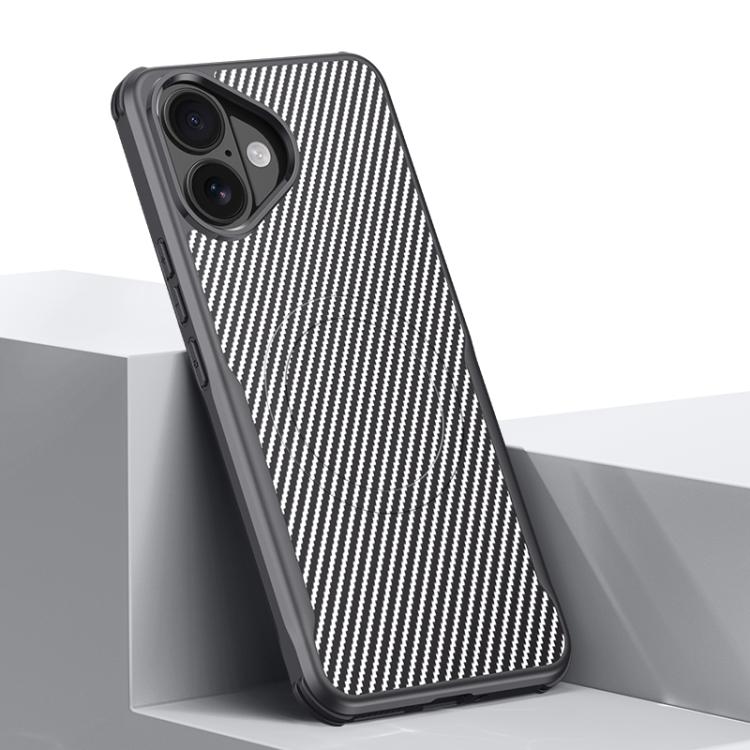 For iPhone 17 Blade-Style Carbon Fiber Texture Magnetic Skin-Feel Phone Case