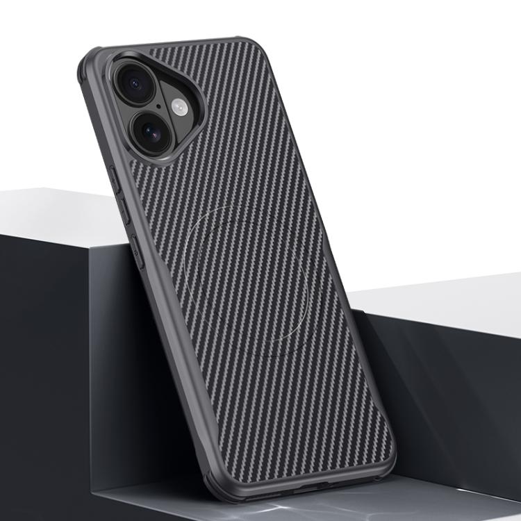 For iPhone 17 Blade-Style Carbon Fiber Texture Magnetic Skin-Feel Phone Case