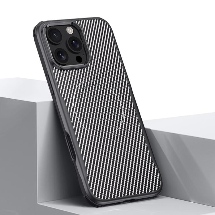 For iPhone 16 Pro Blade-Style Carbon Fiber Texture Magnetic Skin-Feel Phone Case