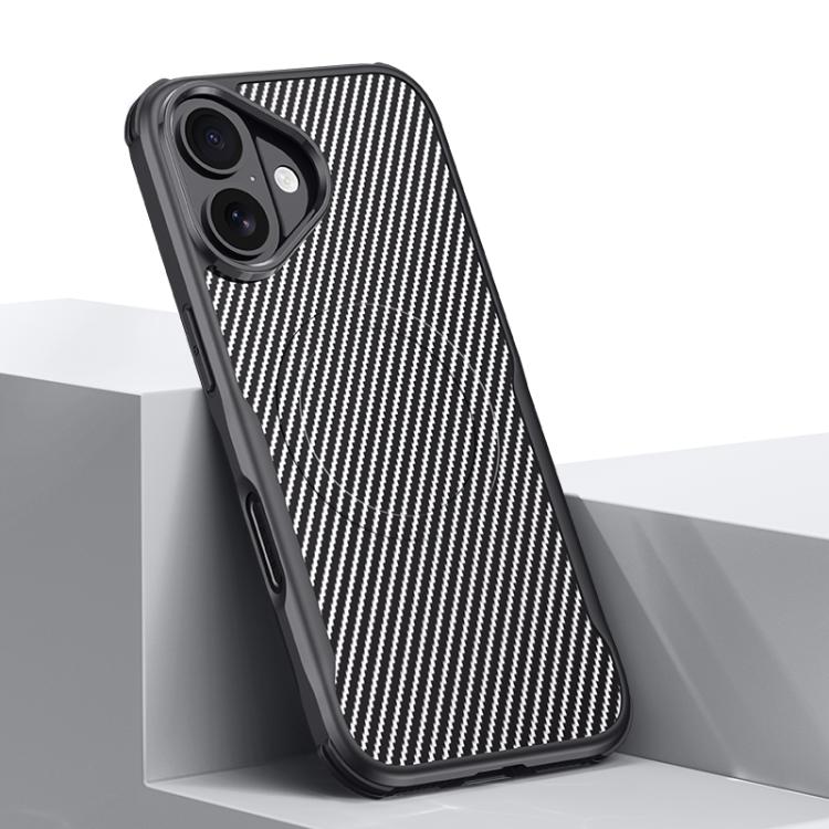 For iPhone 16 Plus Blade-Style Carbon Fiber Texture Magnetic Skin-Feel Phone Case