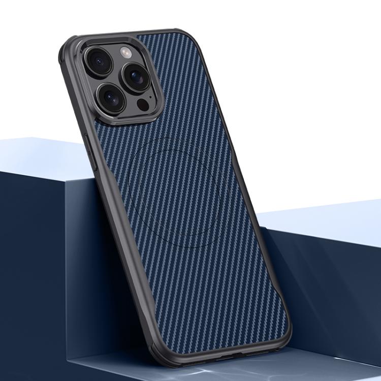 For iPhone 14 Pro Blade-Style Carbon Fiber Texture Magnetic Skin-Feel Phone Case