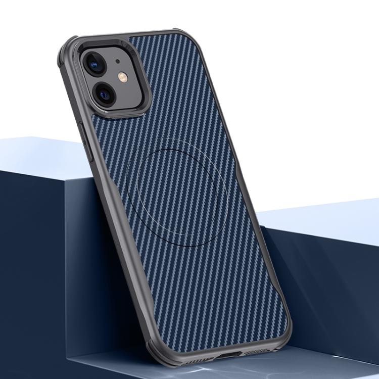 For iPhone 12 / 12 Pro Blade-Style Carbon Fiber Texture Magnetic Skin-Feel Phone Case
