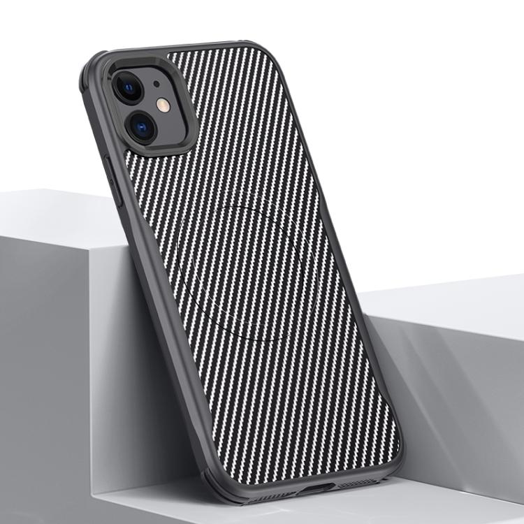 For iPhone 11 Blade-Style Carbon Fiber Texture Magnetic Skin-Feel Phone Case