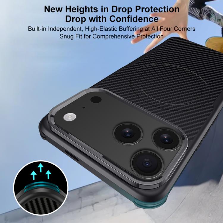 For iPhone 15 Blade-Style Carbon Fiber Texture Magnetic Skin-Feel Phone Case