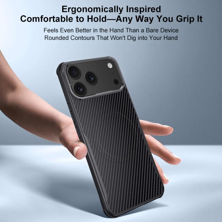 For iPhone 17 Pro Max Blade-Style Carbon Fiber Texture Magnetic Skin-Feel Phone Case