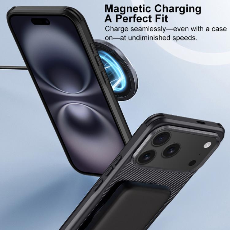 For iPhone 15 Plus Blade-Style Carbon Fiber Texture Magnetic Skin-Feel Phone Case