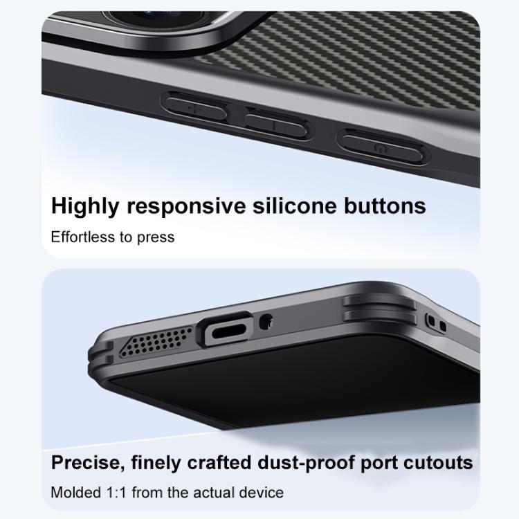For iPhone 14 Pro Max Blade-Style Carbon Fiber Texture Magnetic Skin-Feel Phone Case