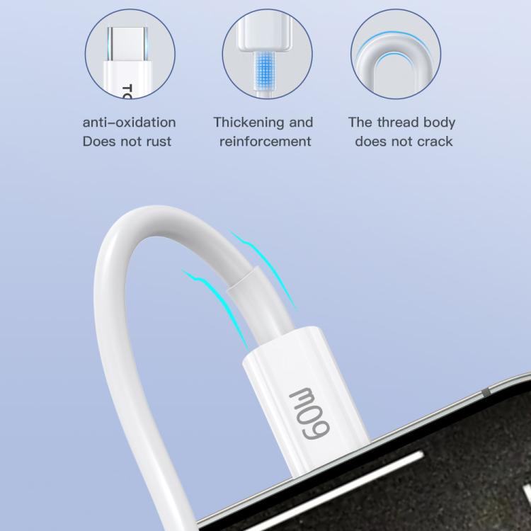 TOTU GTZB01-CC Series PD60W Type-C to Type-C Data Cable Set, Length: 0.5m + 1m + 2m - White
