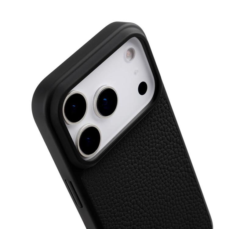 For iPhone 17 Pro Max melkco Litchi Texture Magnetic Full Coverage Genuine Leather Hybrid PC Phone Case