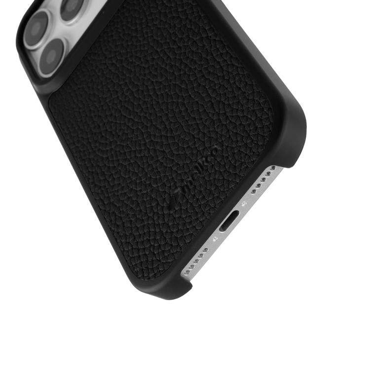 For iPhone 17 Pro Max melkco Litchi Texture Magnetic Full Coverage Genuine Leather Hybrid PC Phone Case