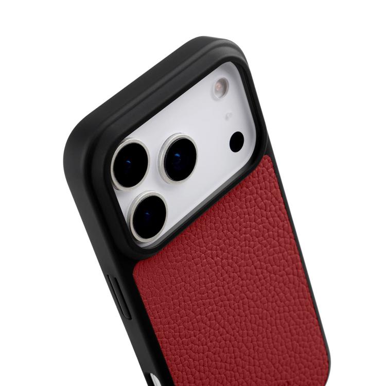 For iPhone 17 Pro Max melkco Litchi Texture Magnetic Full Coverage Genuine Leather Hybrid PC Phone Case