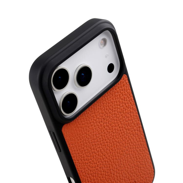 For iPhone 17 Pro Max melkco Litchi Texture Magnetic Full Coverage Genuine Leather Hybrid PC Phone Case