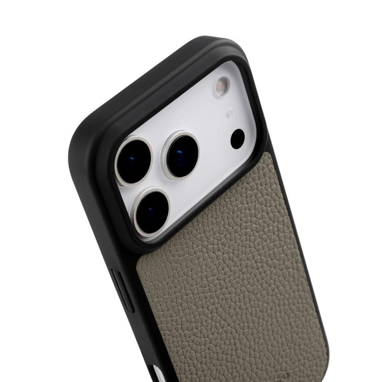 For iPhone 17 Pro Max melkco Litchi Texture Magnetic Full Coverage Genuine Leather Hybrid PC Phone Case