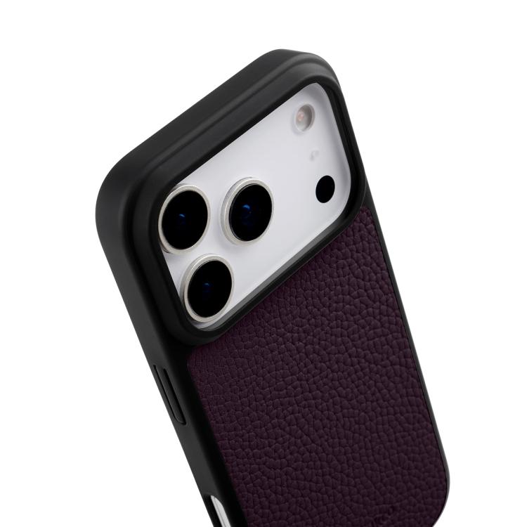 For iPhone 17 Pro melkco Litchi Texture Magnetic Full Coverage Genuine Leather Hybrid PC Phone Case