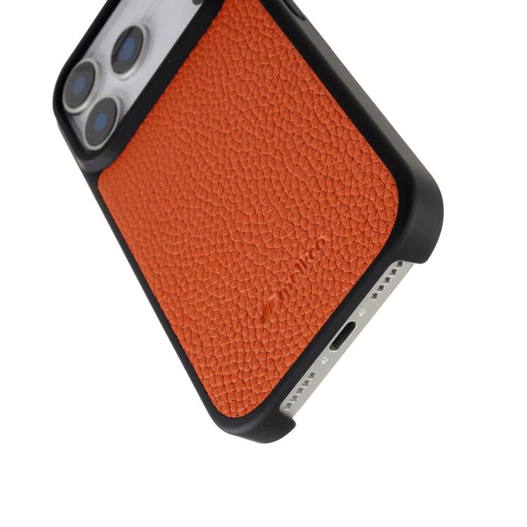For iPhone 17 Pro melkco Litchi Texture Magnetic Full Coverage Genuine Leather Hybrid PC Phone Case